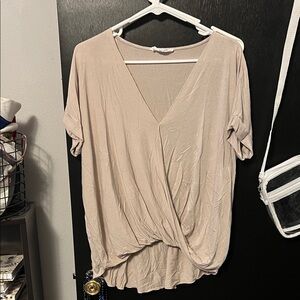 Double Zero Light Beige Wrap Blouse